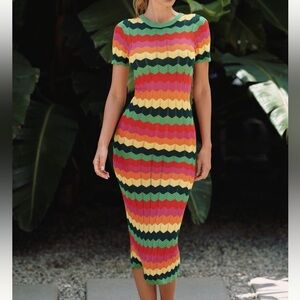 Beach Riot Colorful Chevron Midi Dress
